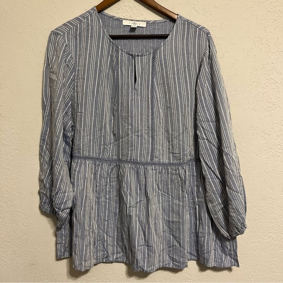 Fever Blue & White Striped Long Sleeve Top - Picture 2 of 7